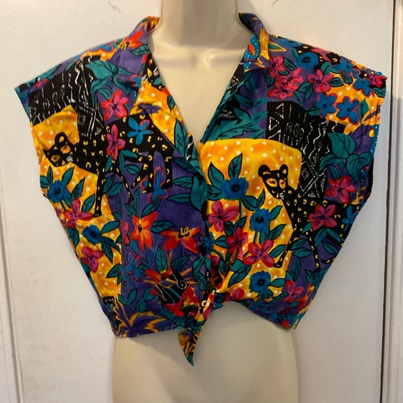 Hilo Hattie Tops - Vintage Hilo Hattie Hawaii Large front tie midriff crop Top 25-194-1